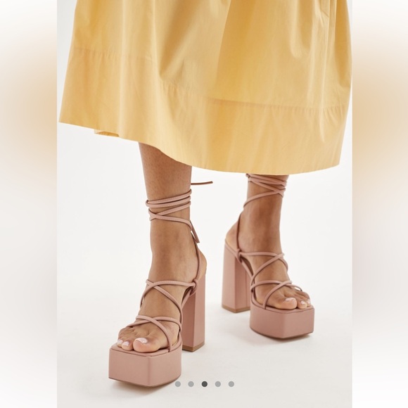 UO Beige Polly Strappy Platform Heel - Picture 6 of 9